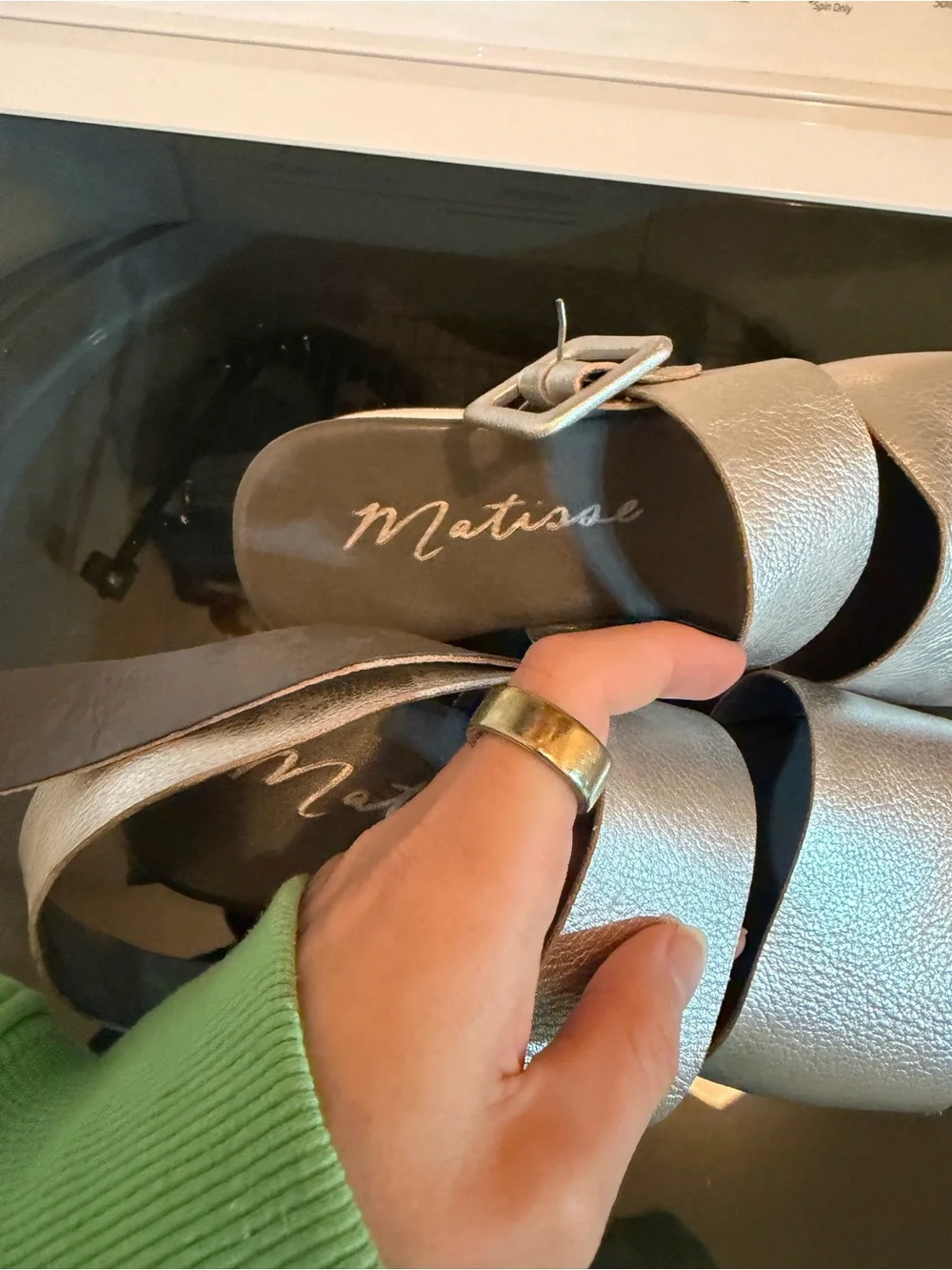 Matisse Metallic Silver Buckle Platform Sandals